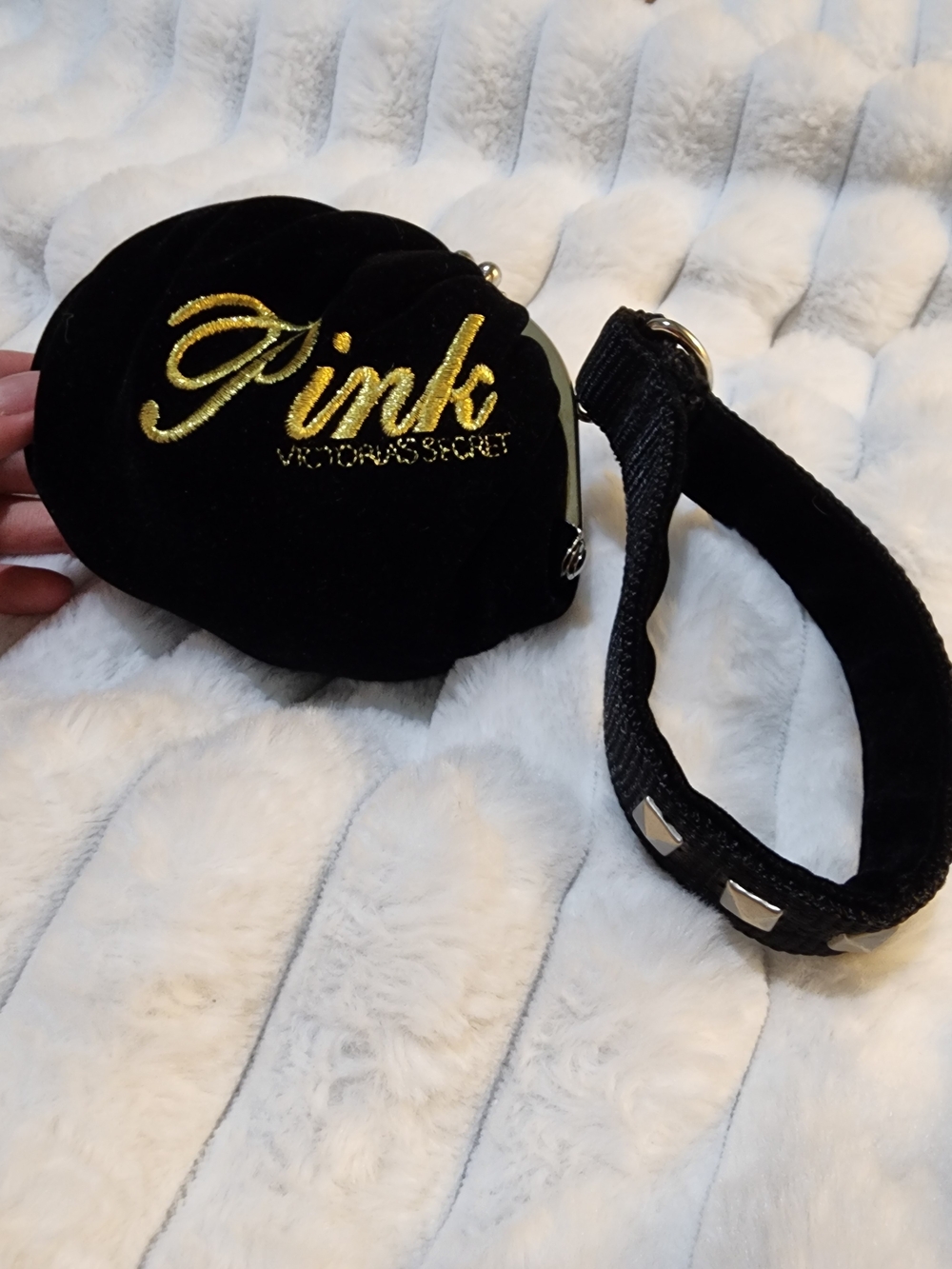 PINK by Victoria's Secret Black Velvet Wristlet Pouch